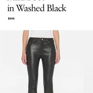 Frame black leather jeans. Le Crop mini boot . Size 23. Mid rise.